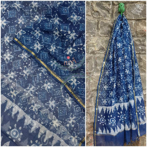 Hand block printed  kota doria dupatta