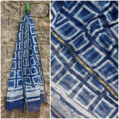 Hand block printed  kota doria dupatta