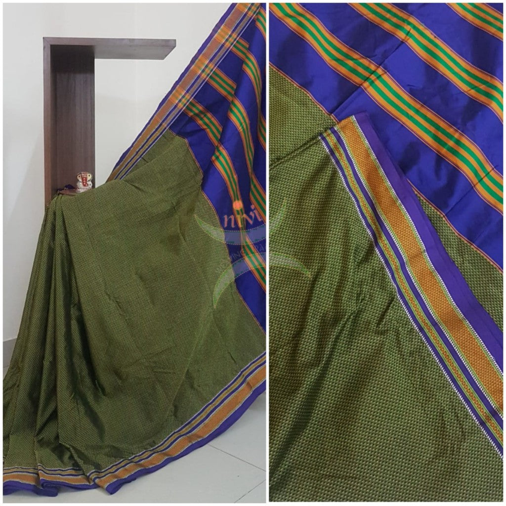 Khun/khana saree with traditional pallu