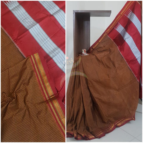 Cotton blend ilkal checks without blouse