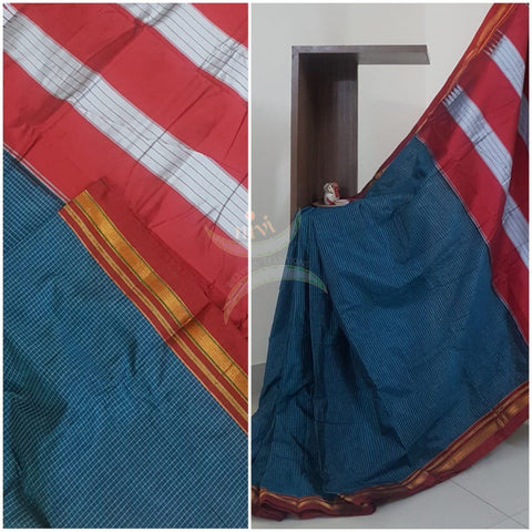 Cotton blend ilkal checks without blouse piece