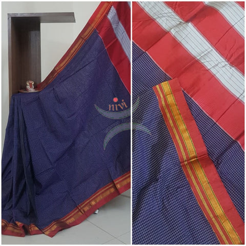 Cotton blend ilkal checks without blouse