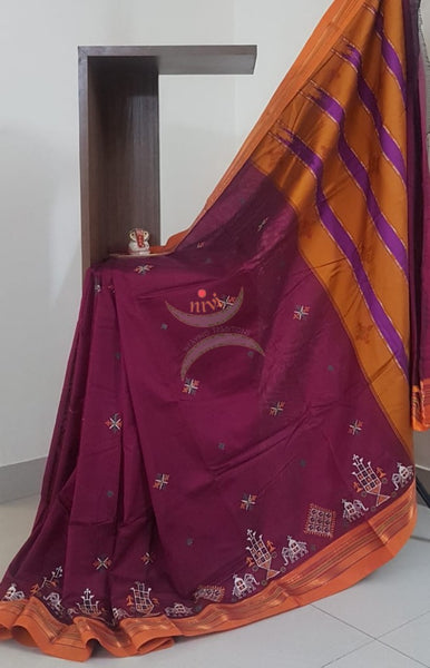 Traditional ilkal with kasuti embroidery