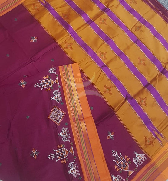 Traditional ilkal with kasuti embroidery