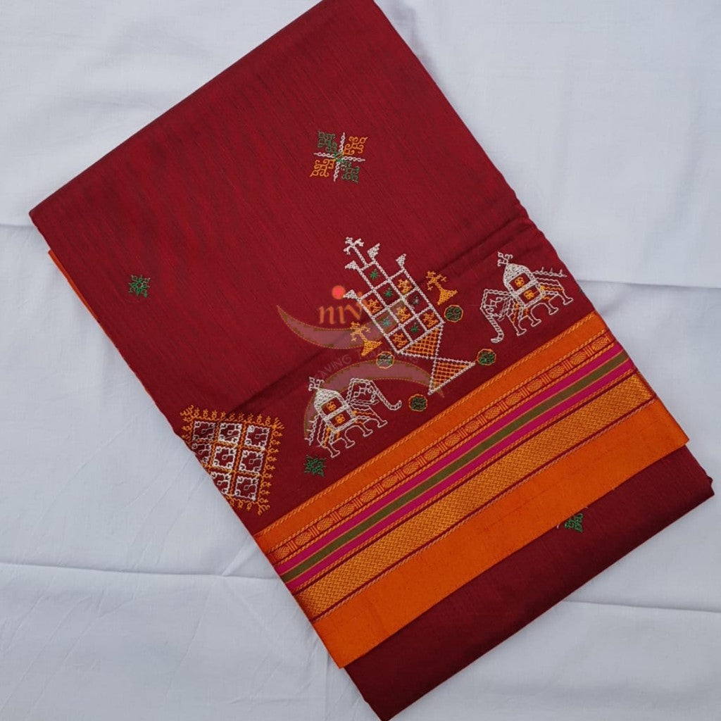 Ilkal blend kasuti embroidered Saree