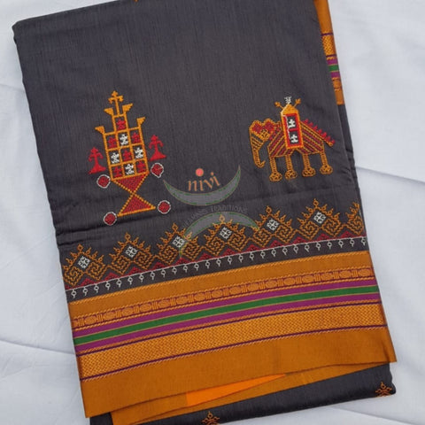 Ilkal blend kasuti embroidered Saree
