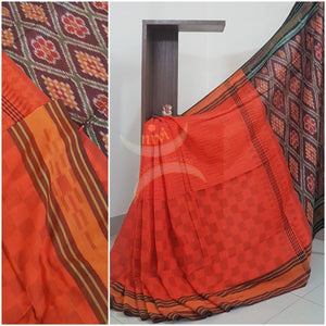 Handloom pochampalli ikat cotton saree with running blouse