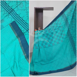 Handloom ikat cotton saree with running blouse