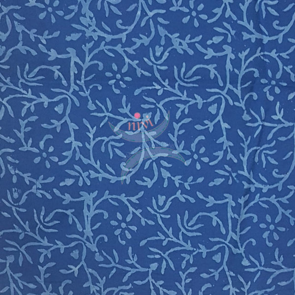 Handblock indigo printed cotton suit with pure cotton duppata