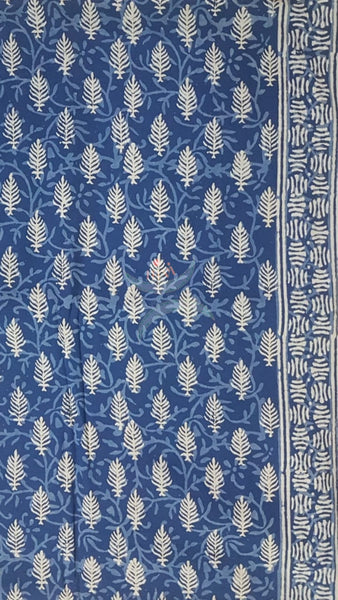 Handblock indigo printed cotton suit with pure cotton duppata