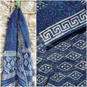 Handblock printed Kota doria top and duppata with block printed cotton bottom.