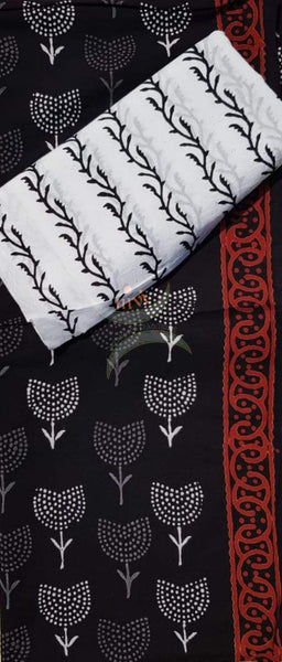 Handblock bagru printed cotton suit with pure cotton duppata