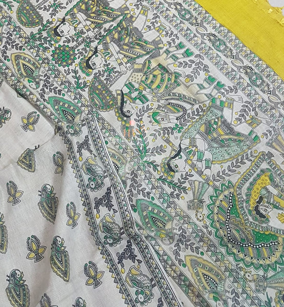 Handloom silk blend madhubani printed dupatta