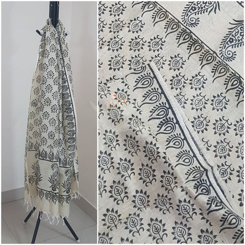 Handloom silk blend warli printed dupatta