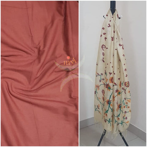 Handloom cotton top with muga silk dupatta