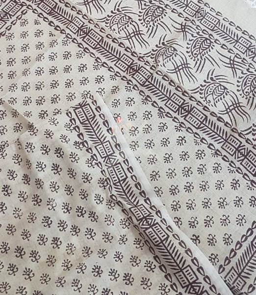 Handloom cotton top with warli printed dupatta