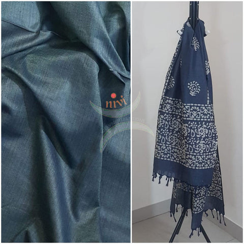 Handloom silk blend top with batik dupatta