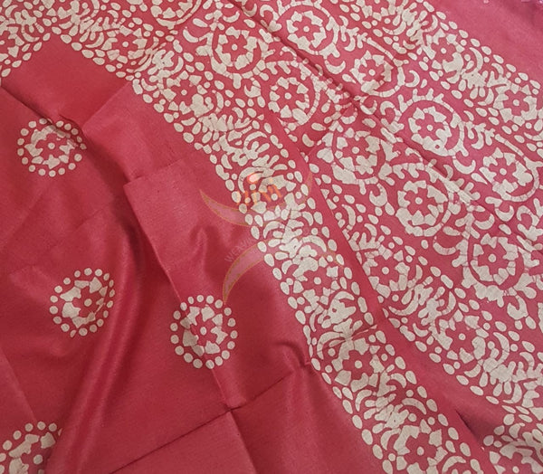 Handloom cotton top with silk blend batik dupatta