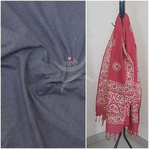 Handloom cotton top with silk blend batik dupatta