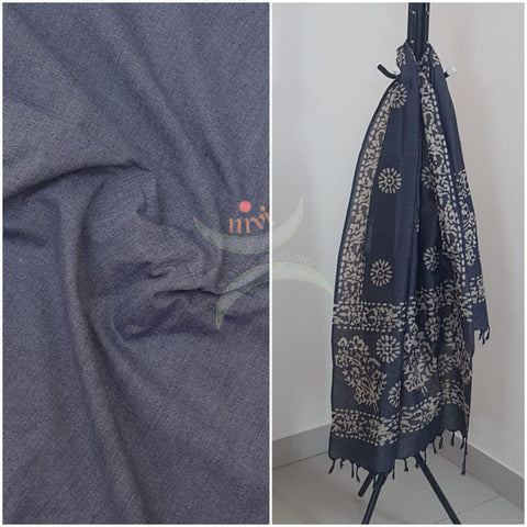 Handloom cotton top with batik dupatta