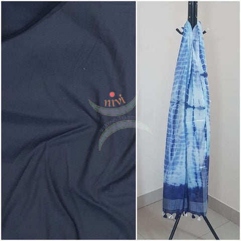 Handloom cotton top with linen shibori dupatta