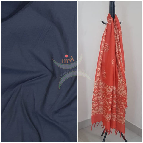 Handloom cotton top with batik dupatta