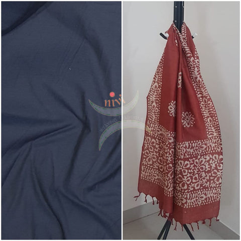 Handloom cotton top with batik dupatta