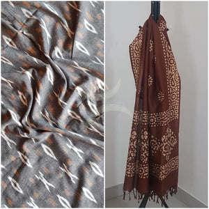 Handloom pochampalli ikat top with batik dupatta