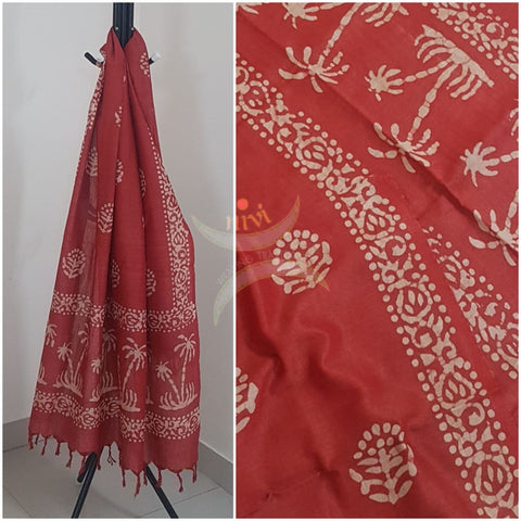Handloom silk blend batik dupatta