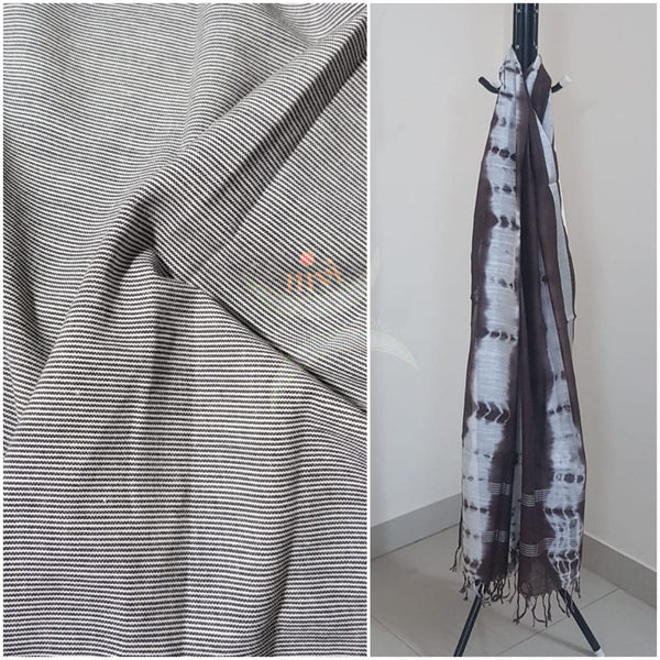 Handloom cotton with linen  shibori dupatta