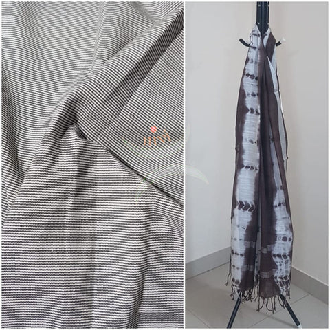 Handloom cotton with linen  shibori dupatta