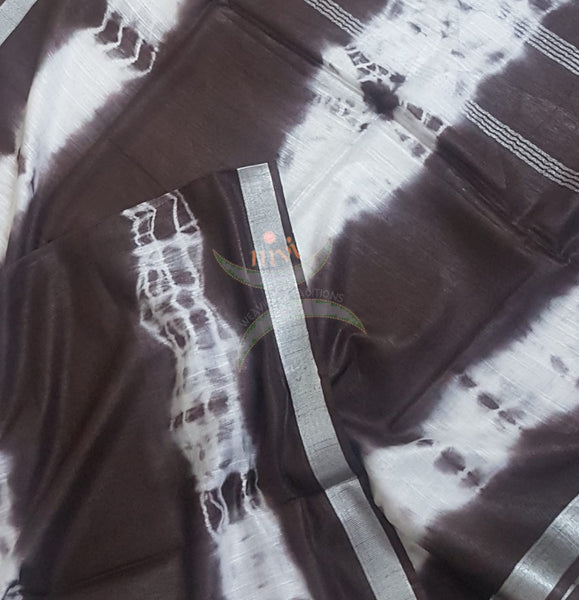 Handloom cotton with linen  shibori dupatta