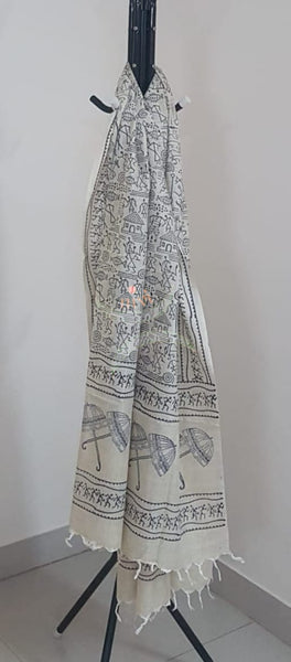 Silk blend warli printed dupatta