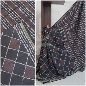 Handloom bagru printed cotton saree with blouse