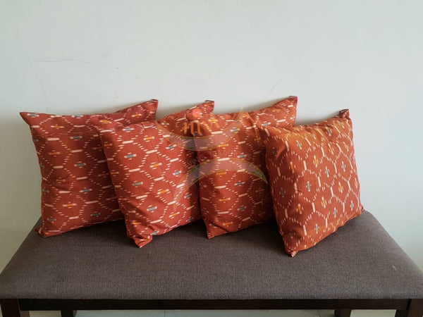 Set of 2 ikat cotton cushion covers 16x16 inches