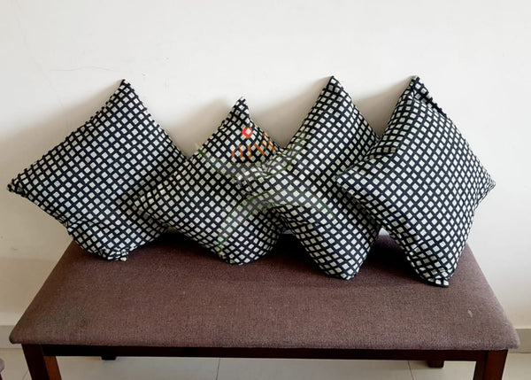 Set of 2 bagru printed cotton cushion covers 16x16 inches