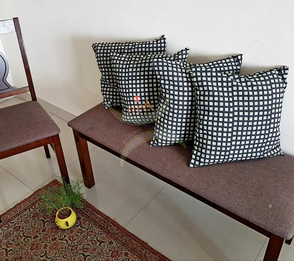 Set of 2 bagru printed cotton cushion covers 16x16 inches