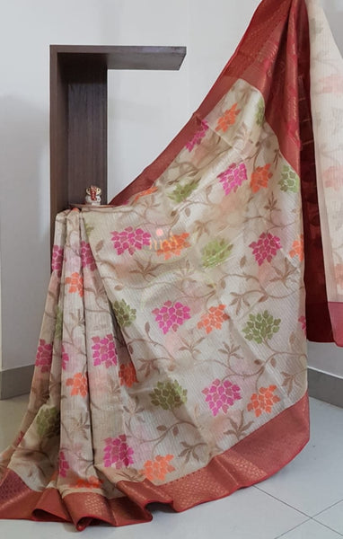 Silk cotton benaras brocade with antique zari