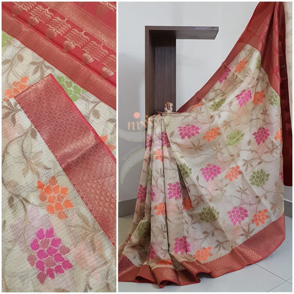 Silk cotton benaras brocade with antique zari