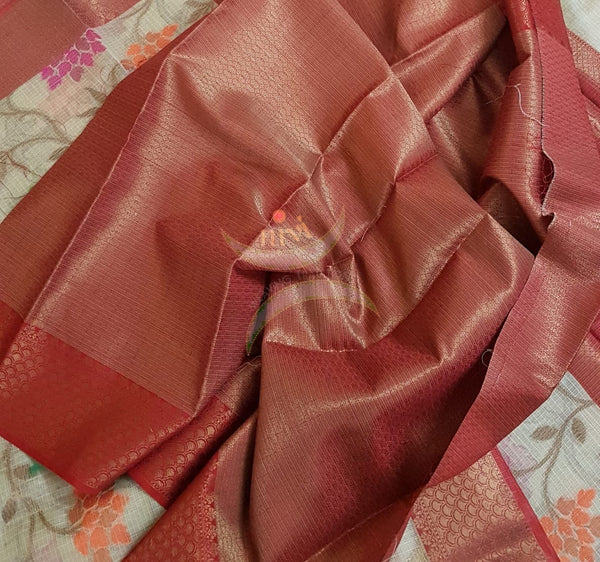 Silk cotton benaras brocade with antique zari