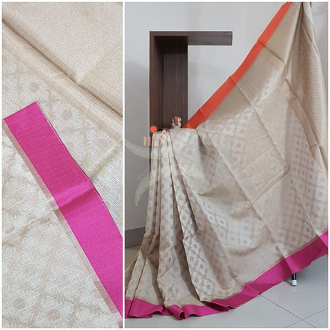 Silk cotton benaras brocade with antique zari