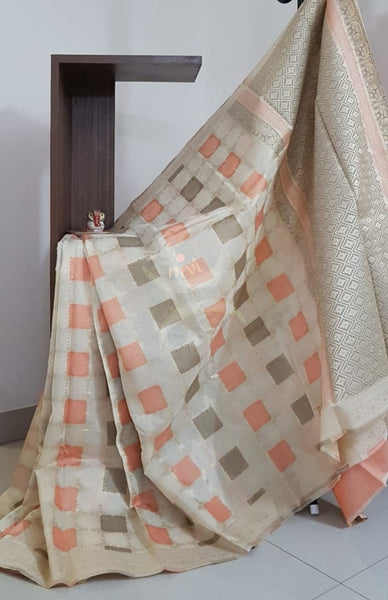 Silk cotton benaras brocade with antique zari