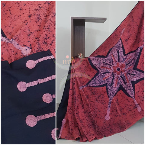 Batik printed bagru cotton saree