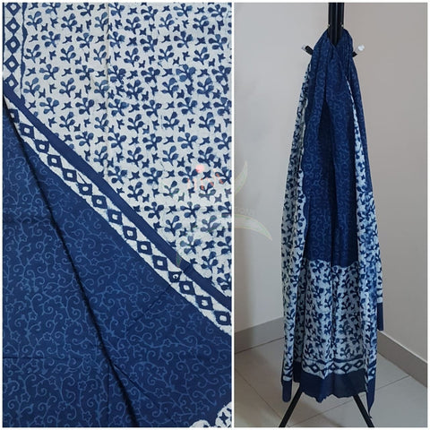 Indigo Handblock printed cotton 3 piece suit