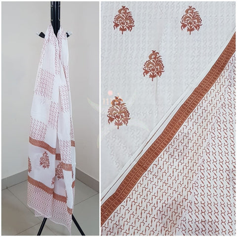 Handblock printed cotton 3 piece suit with cotton block printed duppata.