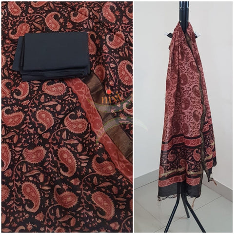Ajarakh Handloom printed maheshwari 3 piece suit set