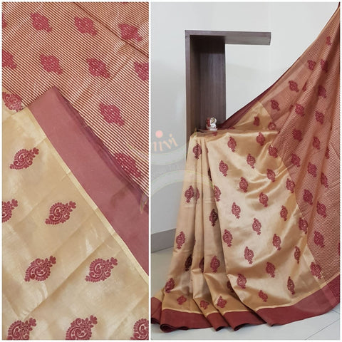 Art silk tussar saree with blouse piece