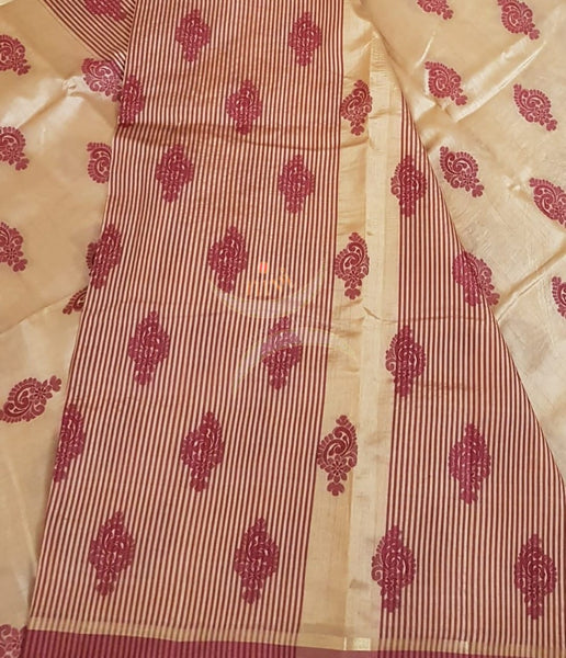 Art silk tussar saree with blouse piece