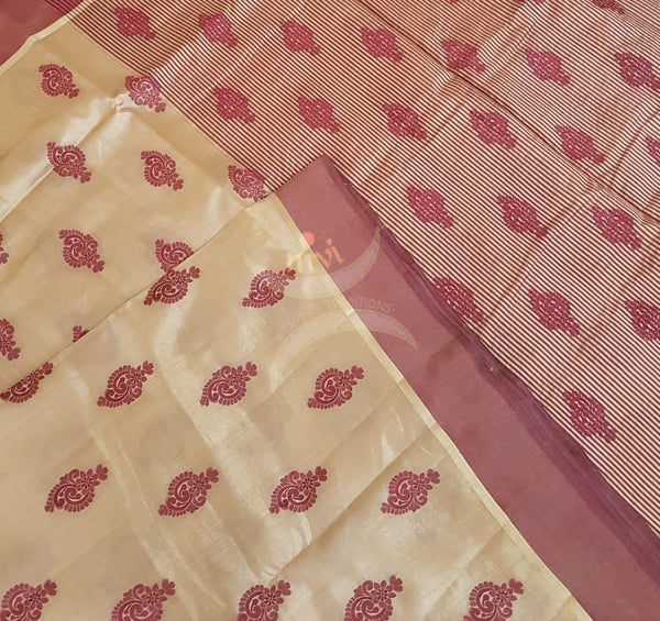 Art silk tussar saree with blouse piece
