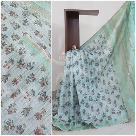 Digital printed linen saree.